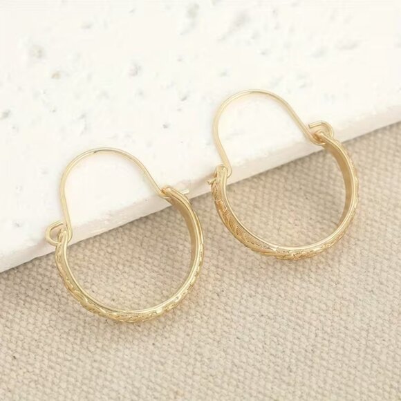 14K Gold Womens Small Hanging Drop Hoop Earrings Ladies New 14 K Silver Jewelry - Picture 4 of 5